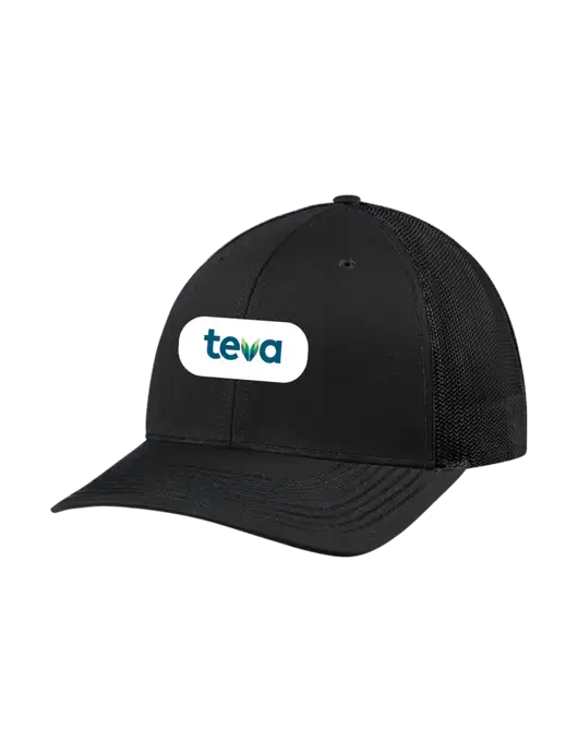 Richardson Adjustable Snapback Original 112 Trucker Cap Black w/Black Mesh w/Teva Logo