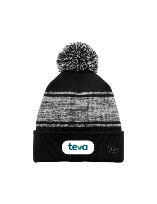 New Era Black/Charcoal Knit Chilled Pom Beanie w/Teva Logo