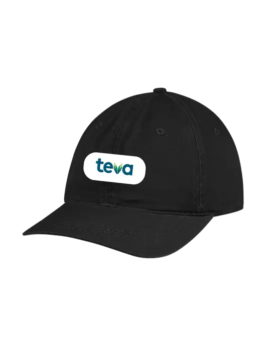 Garment Washed Unstructured Twill Black Cap w/Teva Logo
