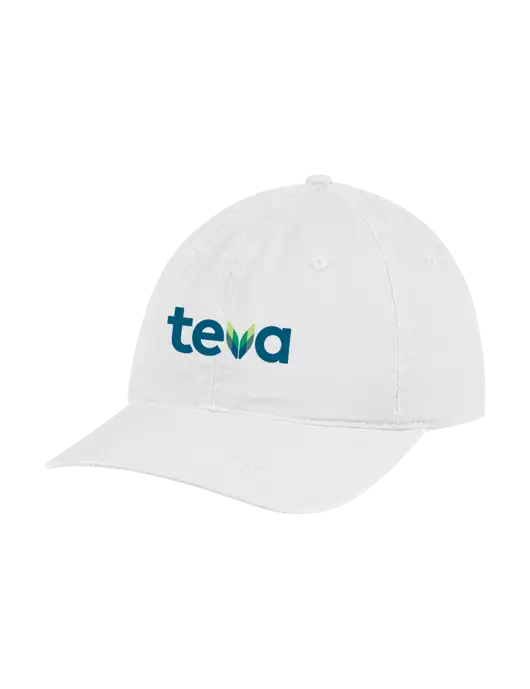 Garment Washed Unstructured Twill White Cap w/Teva Logo