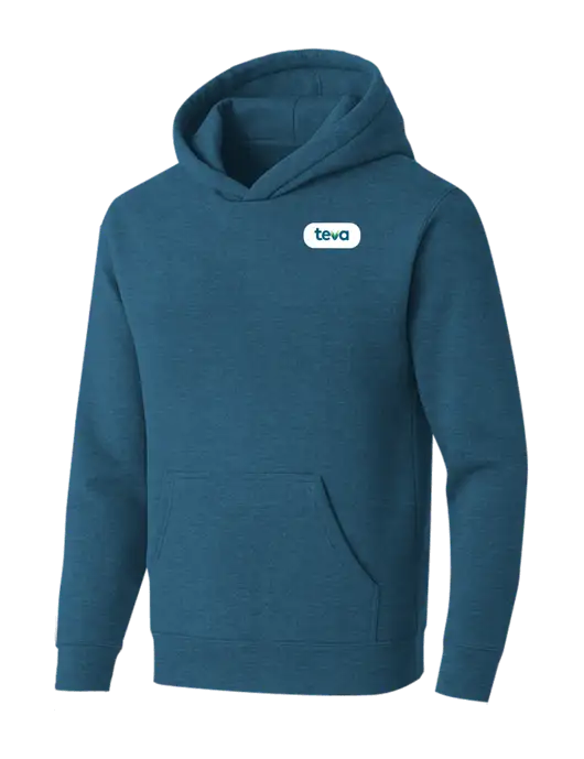BELLA+CANVAS Heather Deep Teal Sponge Fleece Pullover Hoodie w/Teva Logo