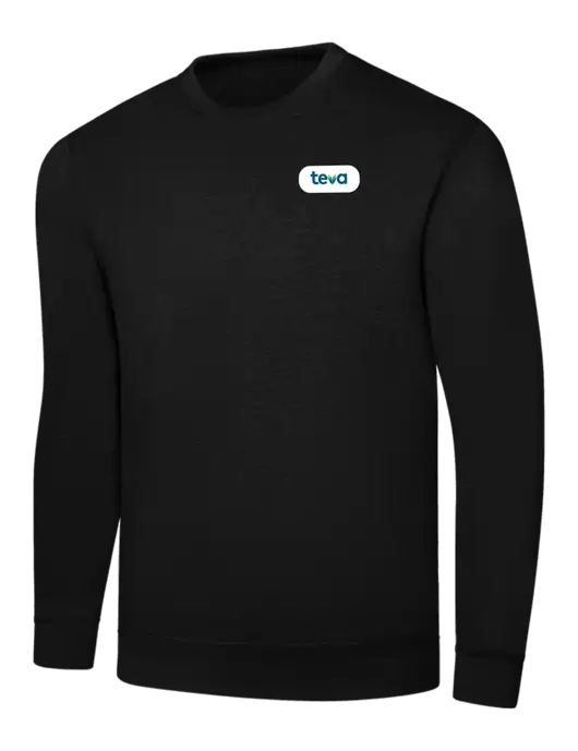 Black 7.8 oz Ring Spun Crew Sweatshirt w/Teva Logo