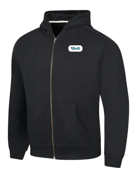 Black Re-Fleece Full-Zip Hoodie w/Teva Logo