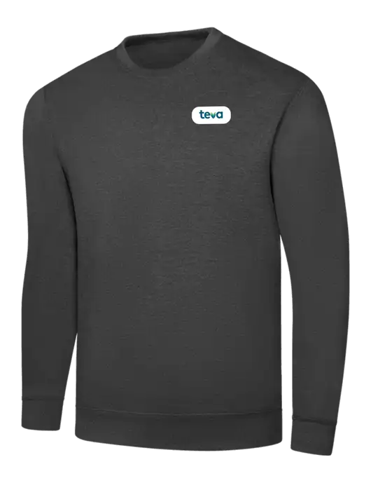 Dark Heather Grey 7.8 oz Ring Spun Crew Sweatshirt w/Teva Logo