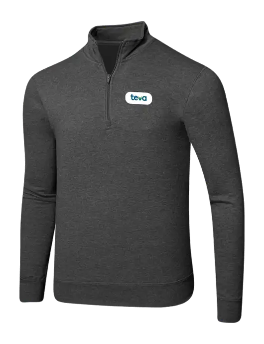Dark Heather Grey 8.5 oz Ring Spun 1/4 Zip Pullover Sweatshirt w/Teva Logo