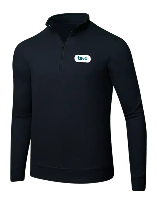 Jet Black 8.5 oz Ring Spun 1/4 Zip Pullover Sweatshirt w/Teva Logo