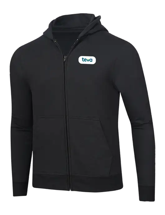 Jet Black 8.5 oz Ring Spun Zip Hooded Sweatshirt w/Teva Logo