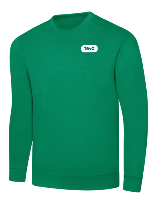 Kelly Green 7.8 oz Ring Spun Crew Sweatshirt w/Teva Logo