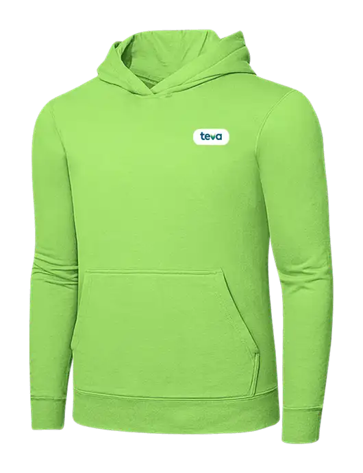 Light Green 7.8. oz Ring Spun Hooded Sweatshirt w/Teva Logo