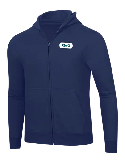 Navy 8.5 oz Ring Spun Zip Hooded Sweatshirt w/Teva Logo