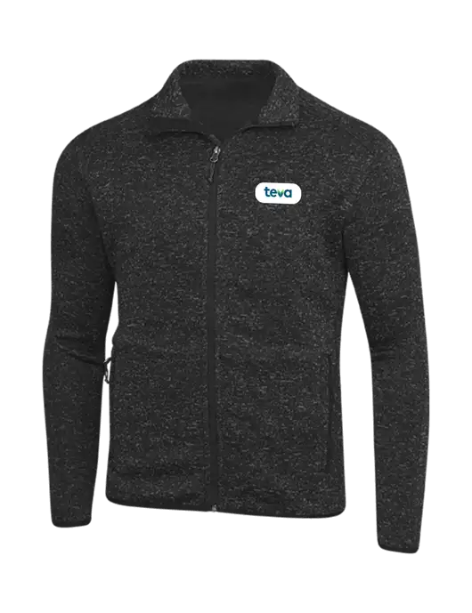 Black Heather Sweater Fleece Jacket w/Teva Logo