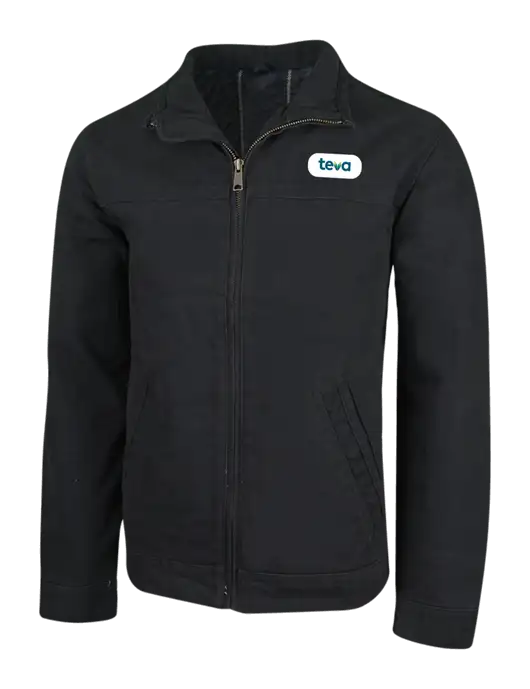 Cornerstone Black Washed Duck Cloth Flannel Lined Work Jacket w/Teva Logo