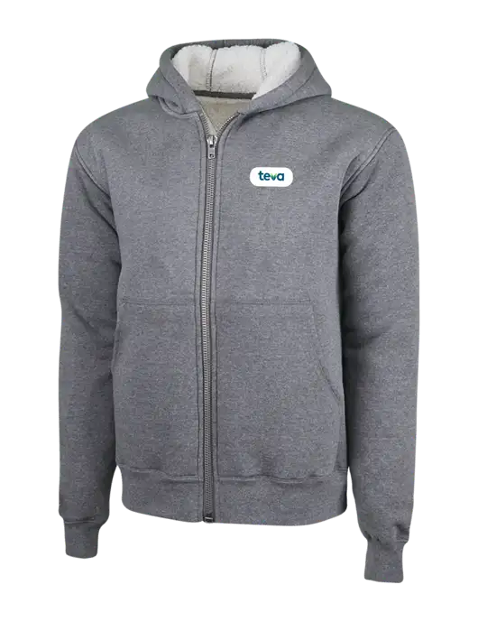 Cornerstone Grey Heather Heavyweight Sherpa Lined Hooded Fleece Jacket w/Teva Logo