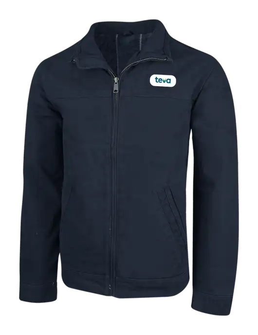 Cornerstone Navy Washed Duck Cloth Flannel Lined Work Jacket w/Teva Logo