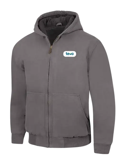 CornerStone Medium Grey Washed Duck Cloth Insulated Hooded Work Jacket w/Teva Logo