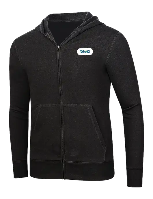 Full-Zip Black Heavyweight Hooded Sweatshirt w/Teva Logo