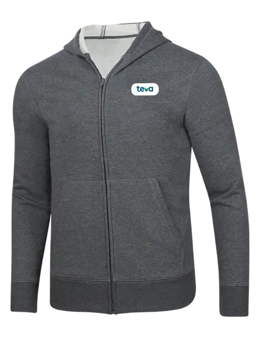 Full-Zip Dark Grey Heather Heavyweight Hooded Sweatshirt w/Teva Logo