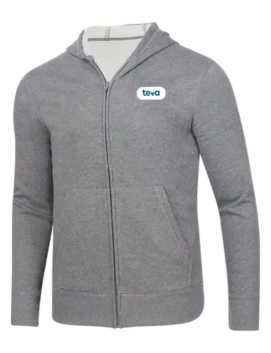 Full-Zip Medium Grey Heather Heavyweight Hooded Sweatshirt w/Teva Logo