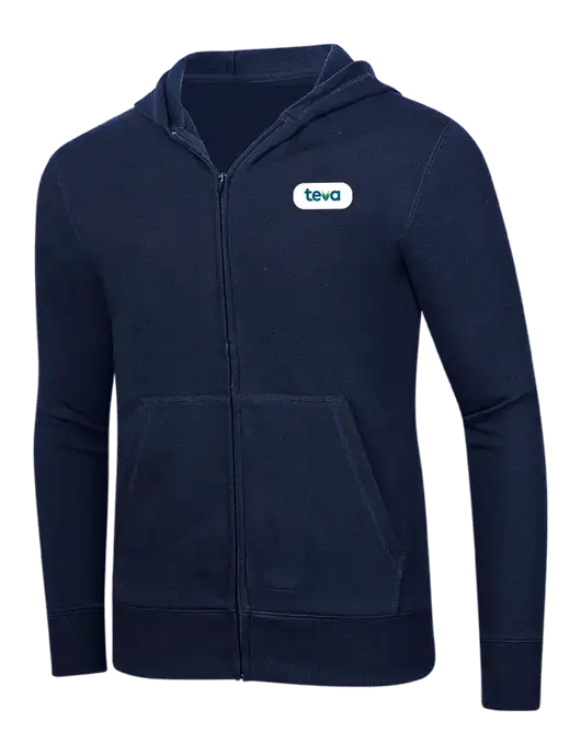 Full-Zip Navy Heavyweight Hooded Sweatshirt w/Teva Logo