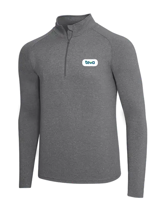 Dark Grey Heather Sport Wick Stretch 1/4 Zip Pullover w/Teva Logo