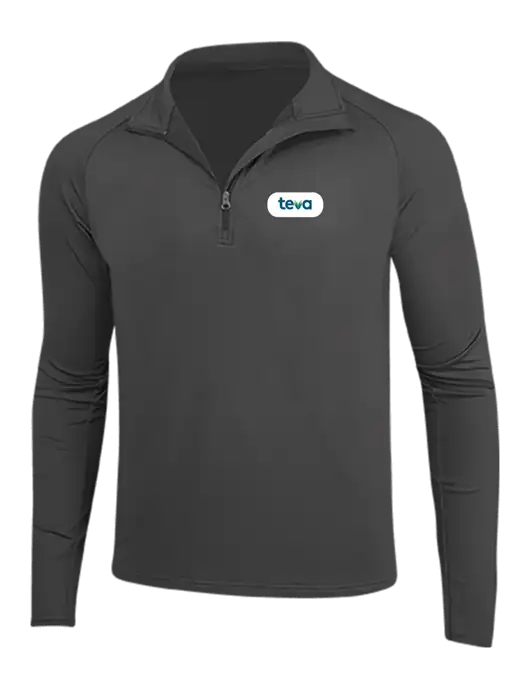 Charcoal Grey Sport Wick Stretch 1/4 Zip Pullover w/Teva Logo