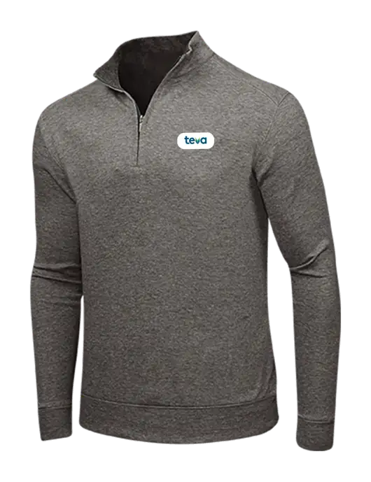 Charcoal Heather/Medium Heather Grey Interlock 1/4 Zip w/Teva Logo