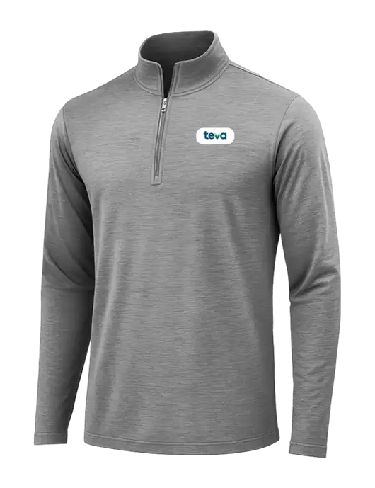 Dark Grey Heather Posicharge Tri-Blend Wicking 1/4 Zip Pullover w/Teva Logo