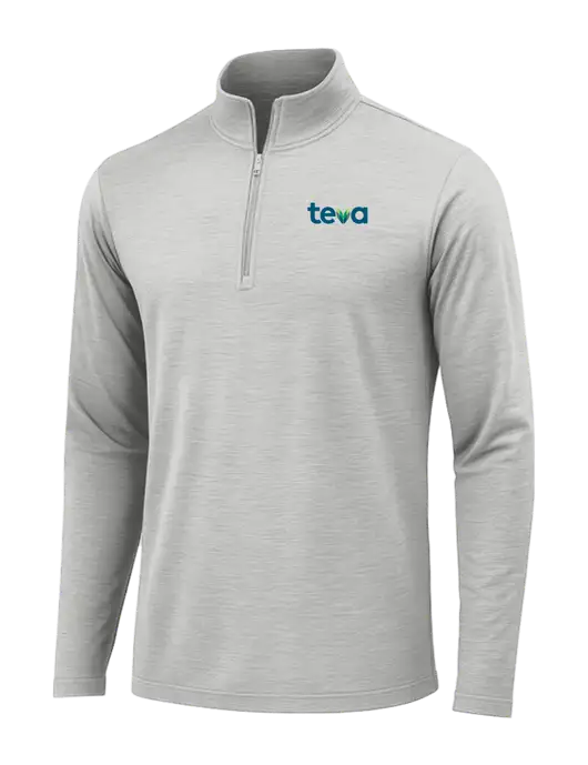 Light Grey Heather Posicharge Tri-Blend Wicking 1/4 Zip Pullover w/Teva Logo