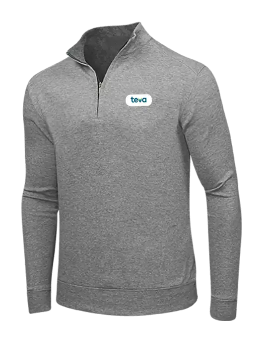 Medium Heather Grey/Charcoal Heather Interlock 1/4 Zip w/Teva Logo