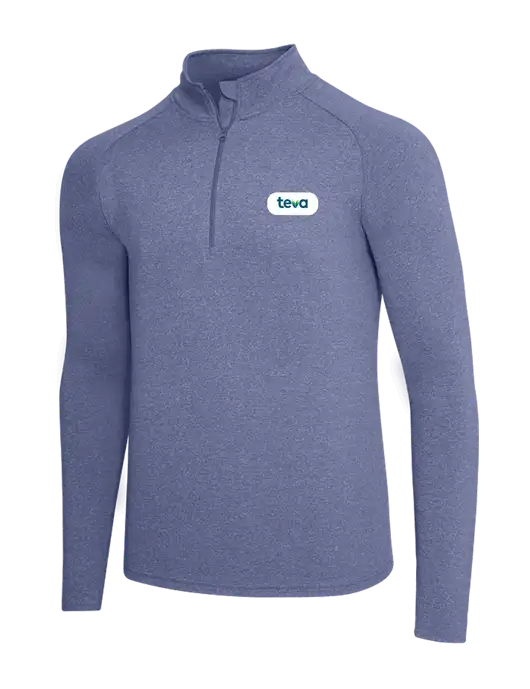 Navy Heather Sport Wick Stretch 1/4 Zip Pullover w/Teva Logo