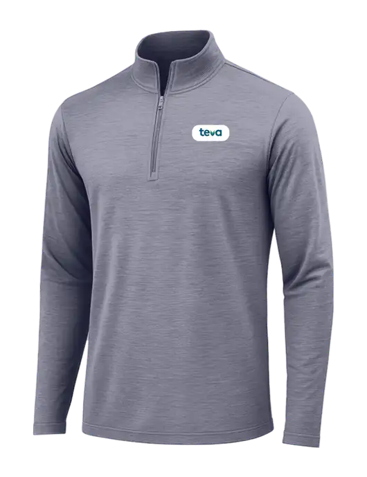 True Navy Heather Posicharge Tri-Blend Wicking 1/4 Zip Pullover w/Teva Logo