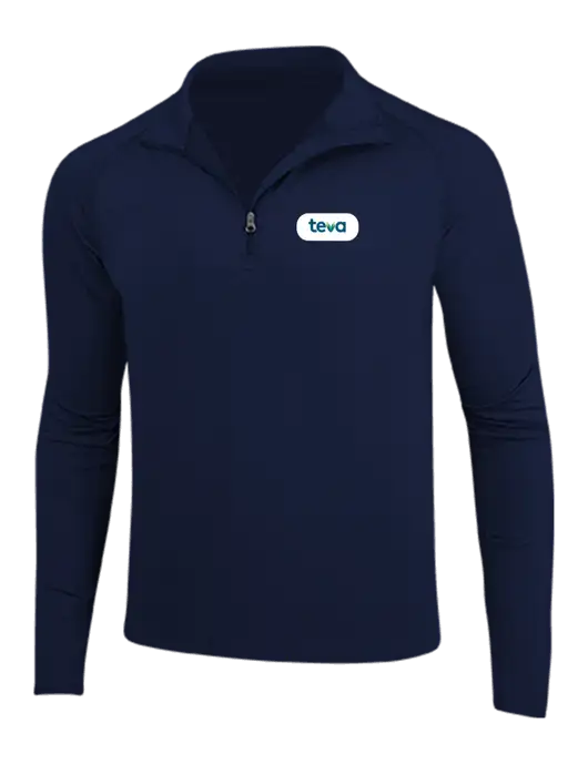 Navy Sport Wick Stretch 1/4 Zip Pullover w/Teva Logo