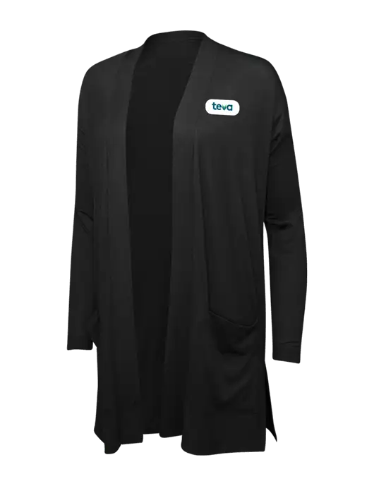 Black Womens Concept Long Pocket Cardigan w/Teva Logo