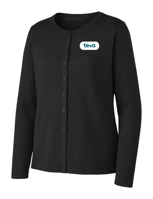 Black Womens Concept Stretch Button-Front Cardigan Sweater w/Teva Logo