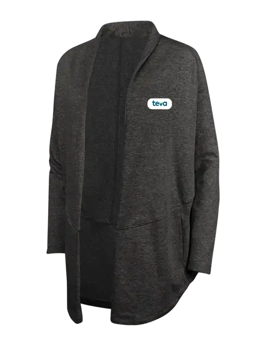 Charcoal Heather/ Medium Heather Grey Womens Interlock Cardigan w/Teva Logo