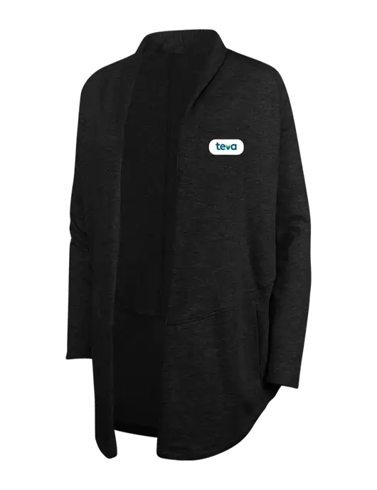 Deep Black/Charcoal Heather Womens Interlock Cardigan w/Teva Logo