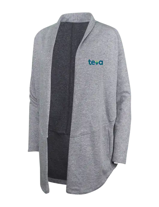 Medium Heather Grey/Char Heather Womens Interlock Cardigan w/Teva Logo