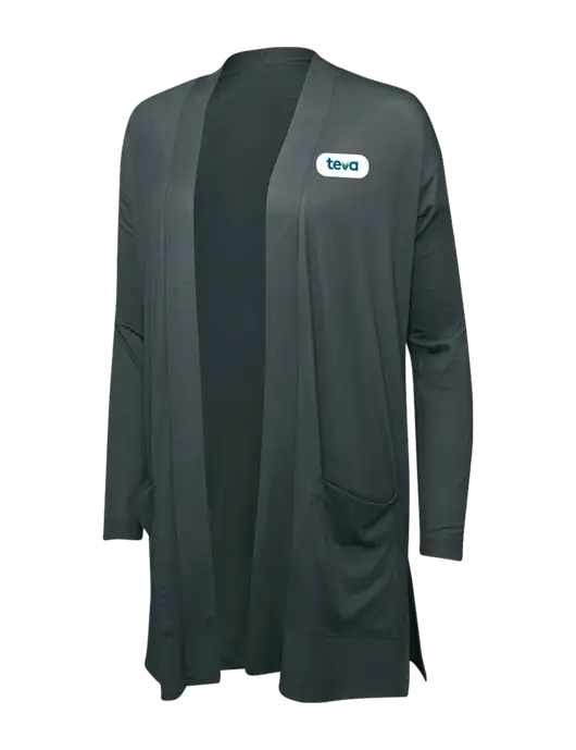 Smoke Grey Womens Concept Long Pocket Cardigan w/Teva Logo