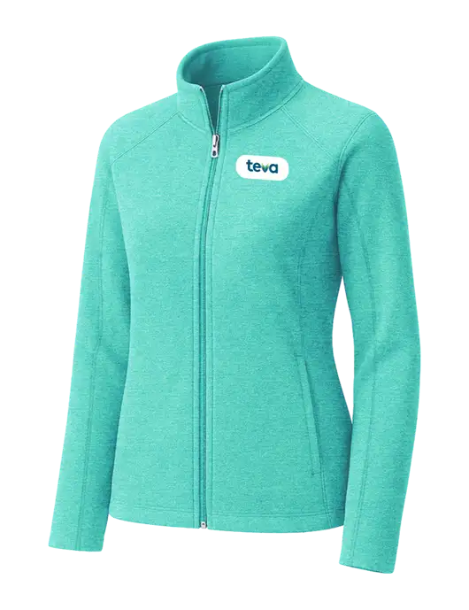Aqua Green Womens Heather Microfleece Full-Zip Jacket w/Teva Logo