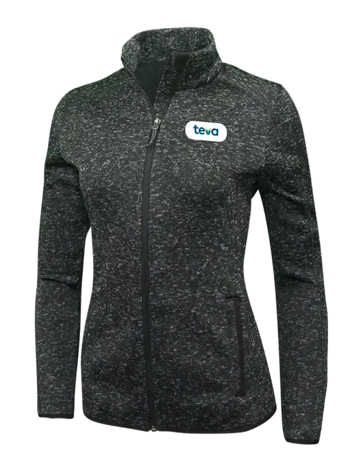 Black Heather Womens Sweater Fleece Jacket w/Teva Logo