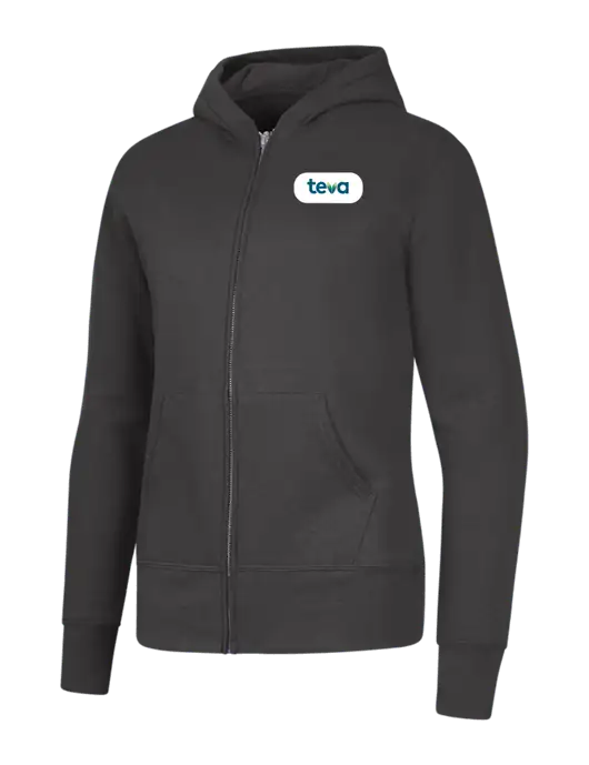 Charcoal Womens Core Fleece Full-Zip Hooded Sweatshirt w/Teva Logo
