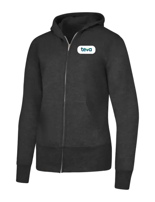 Dark Heather Grey Womens Core Fleece Full-Zip Hooded Sweatshirt w/Teva Logo
