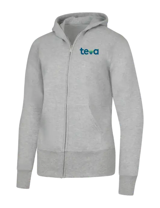 Grey Heather Womens Core Fleece Full-Zip Hooded Sweatshirt w/Teva Logo
