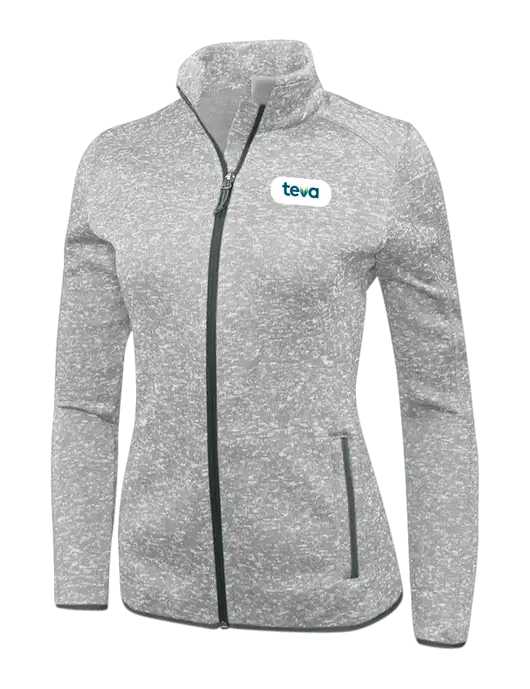 Grey Heather Womens Sweater Fleece Jacket w/Teva Logo