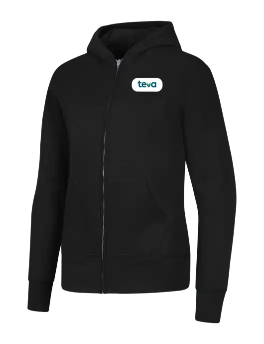 Jet Black Womens Core Fleece Full-Zip Hooded Sweatshirt w/Teva Logo