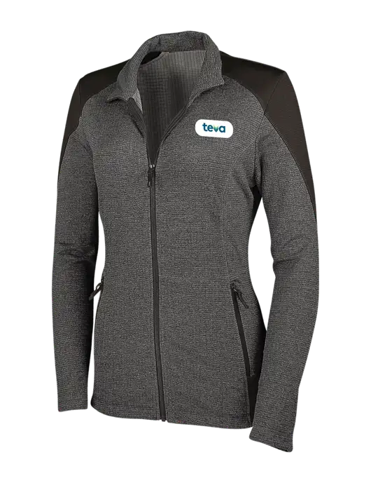 Medium Grey Heather Womens Grid Fleece Jacket w/Teva Logo