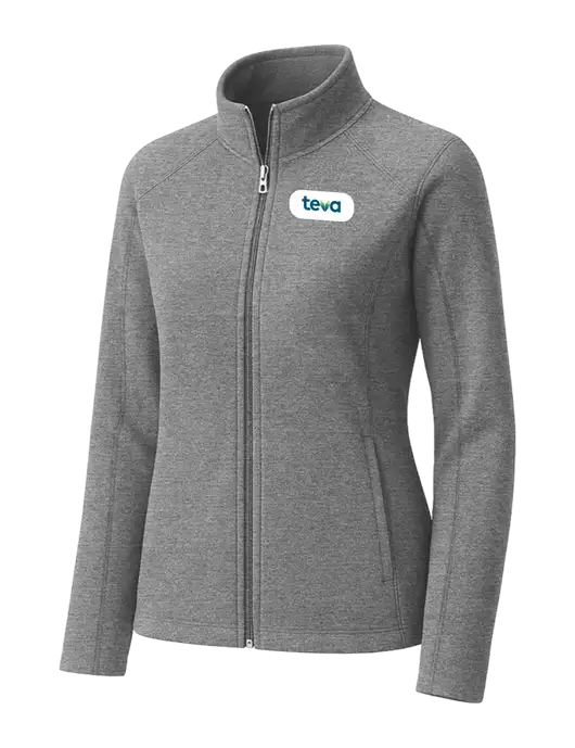 Medium Grey Womens Heather Microfleece Full-Zip Jacket w/Teva Logo