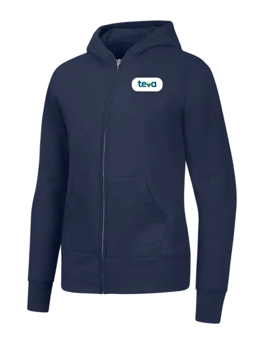 Navy Womens Core Fleece Full-Zip Hooded Sweatshirt w/Teva Logo