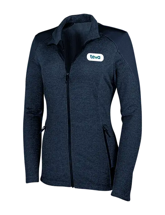 Navy Womens Grid Fleece Jacket w/Teva Logo