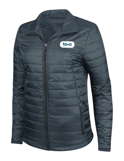 Navy Womens Puffy Packable Jacket w/Teva Logo